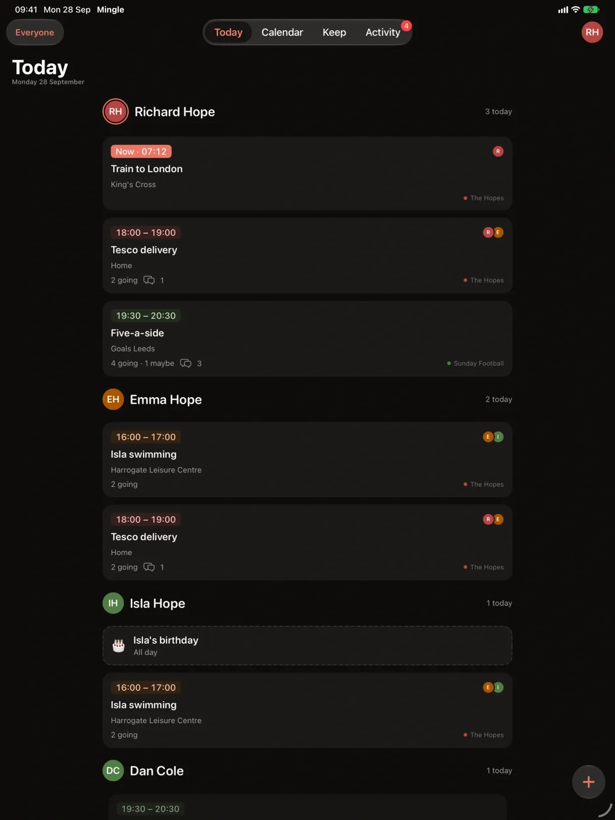 Mingle - Shared Calendar screenshot 9 (dark mode)