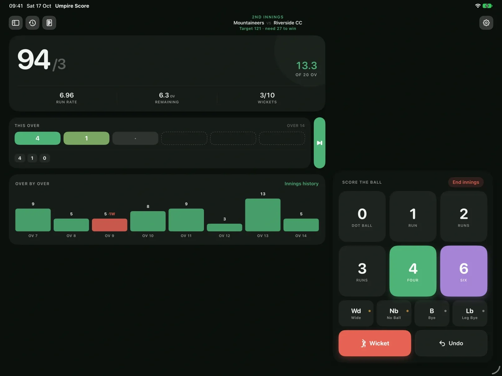 Umpire Score screenshot 11 (dark mode)