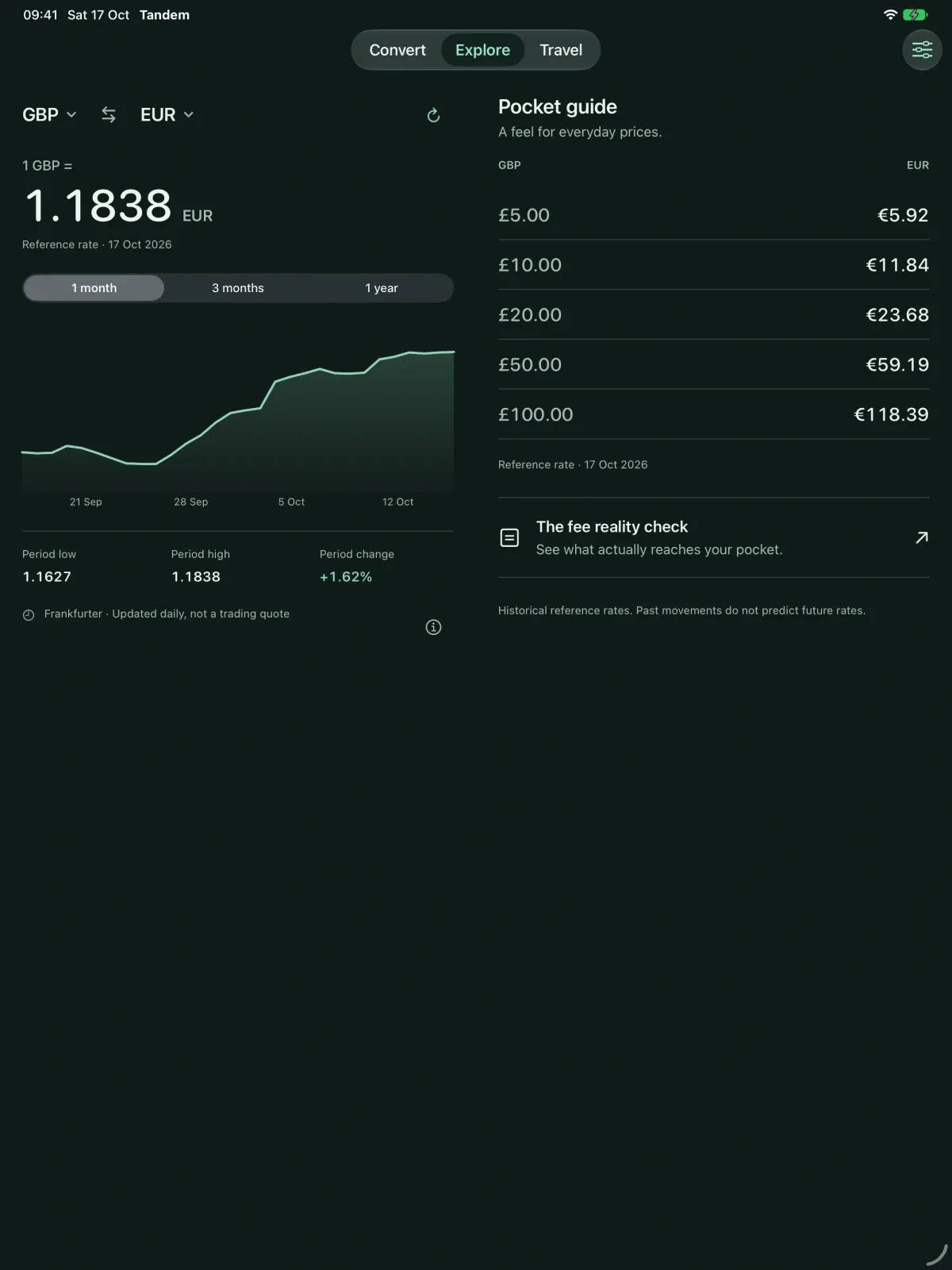 Tandem Currency screenshot 7 (dark mode)