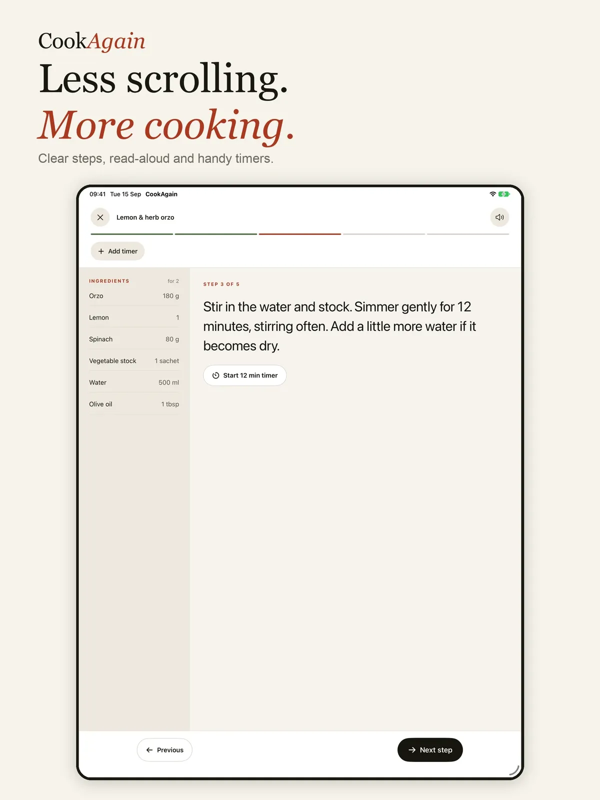 CookAgain screenshot 4 (light mode)