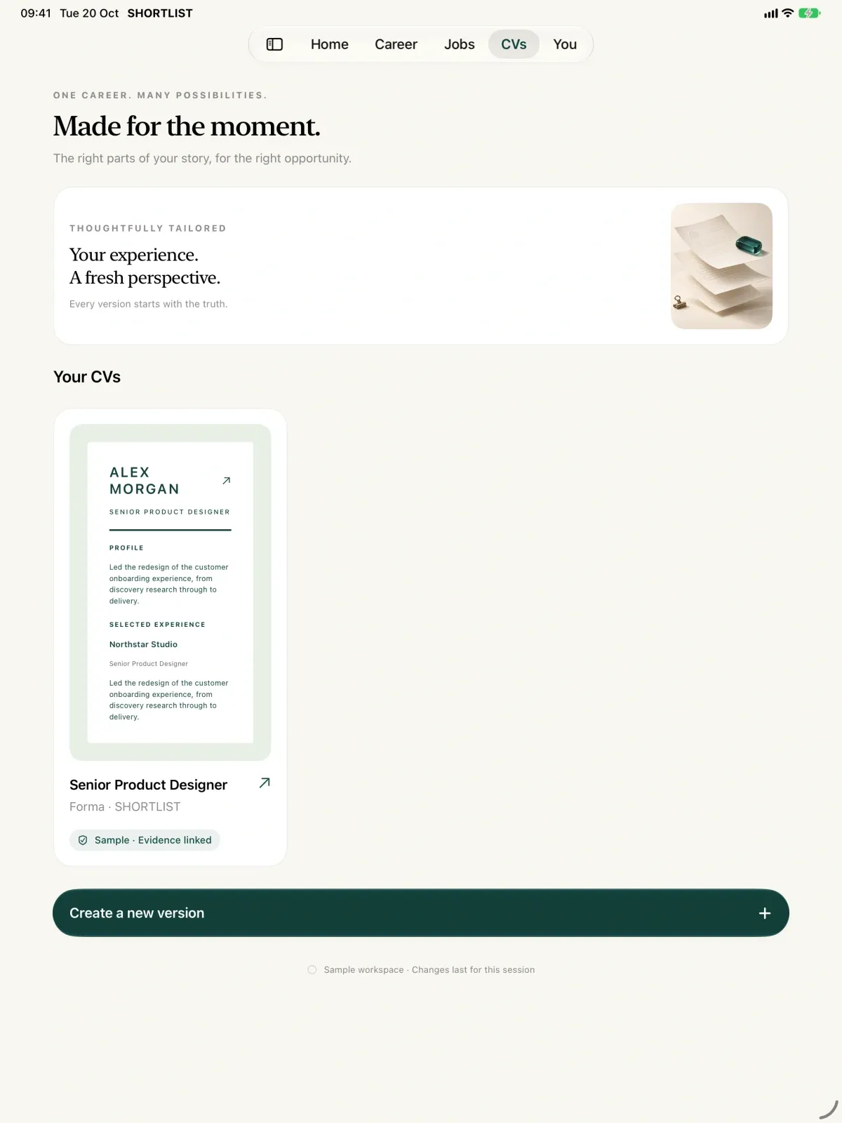 Shortlist screenshot 10 (light mode)