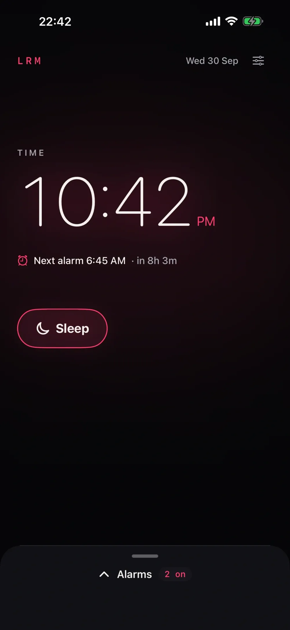 LRM - Nightstand alarm clock on iPhone