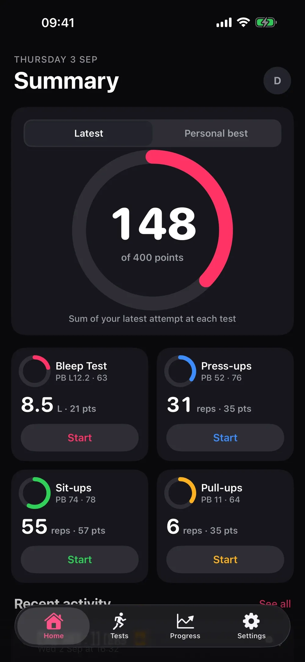 Bleep Test - Fitness Tests on iPhone