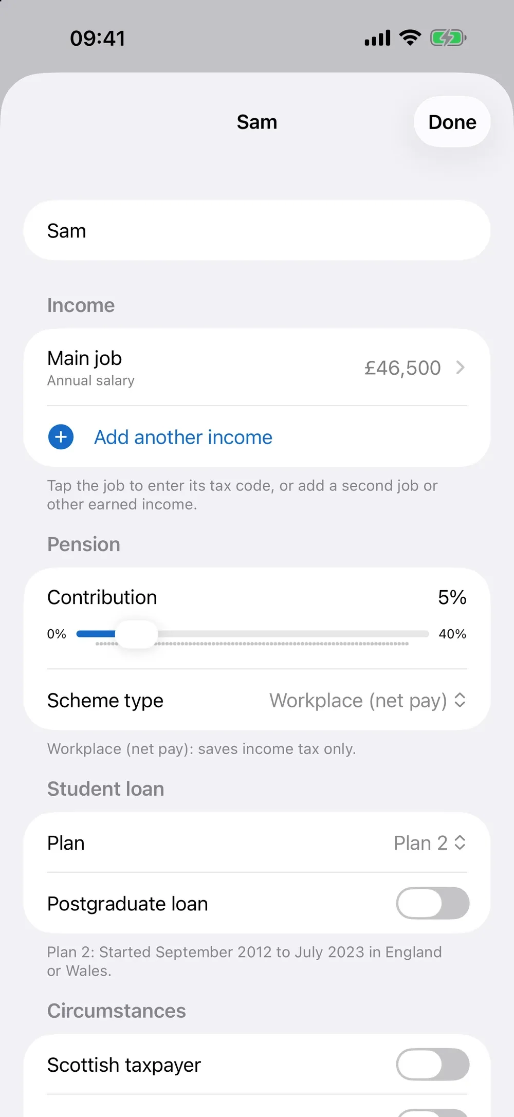 UK Dual Salary Calculator screenshot 2