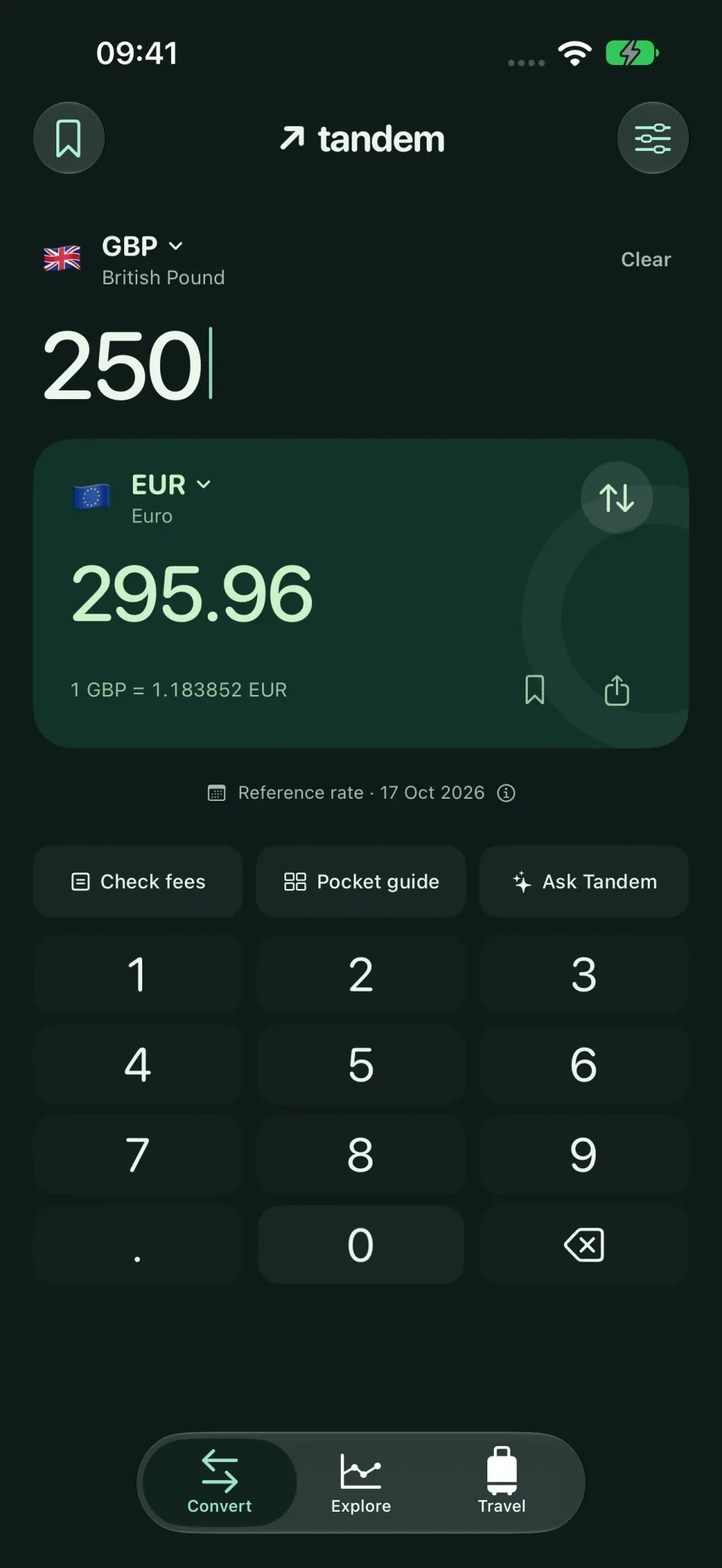 Tandem Currency on iPhone