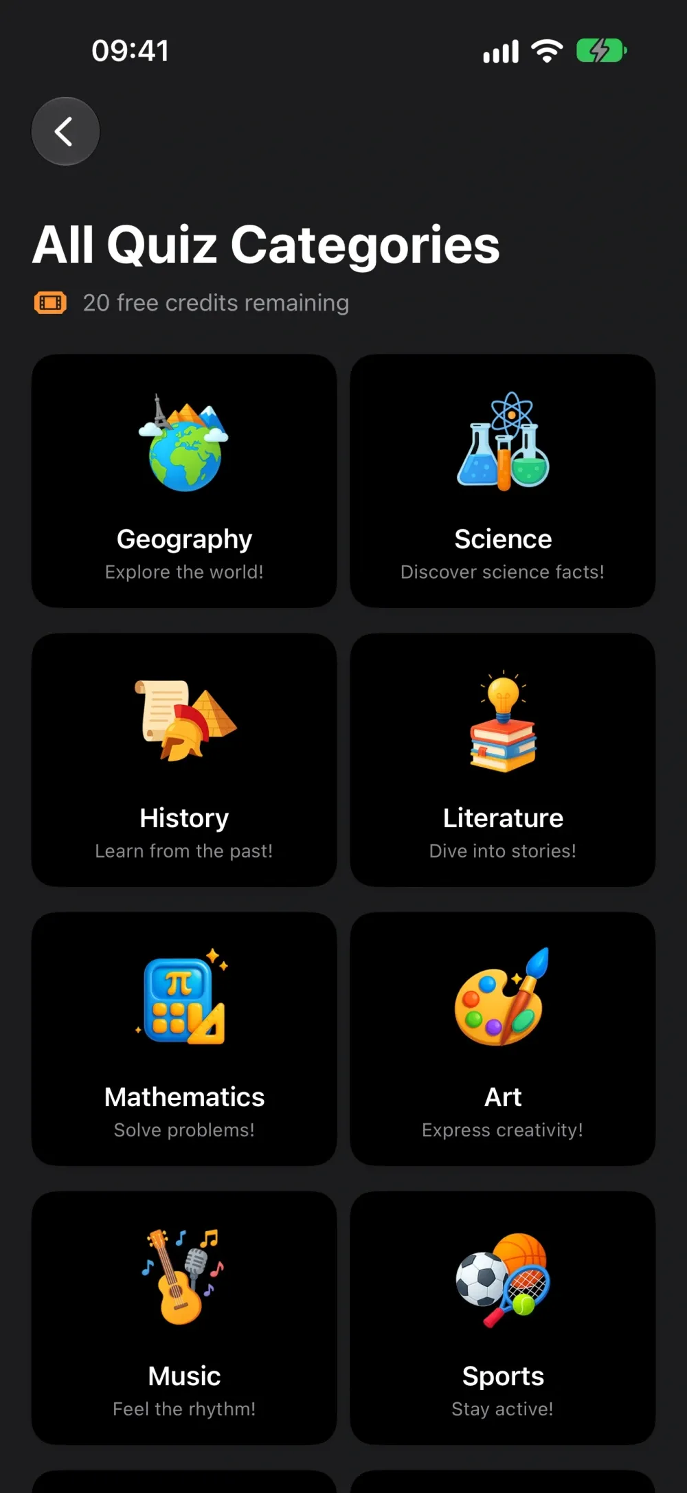 Quizzeta screenshot 3 (dark mode)