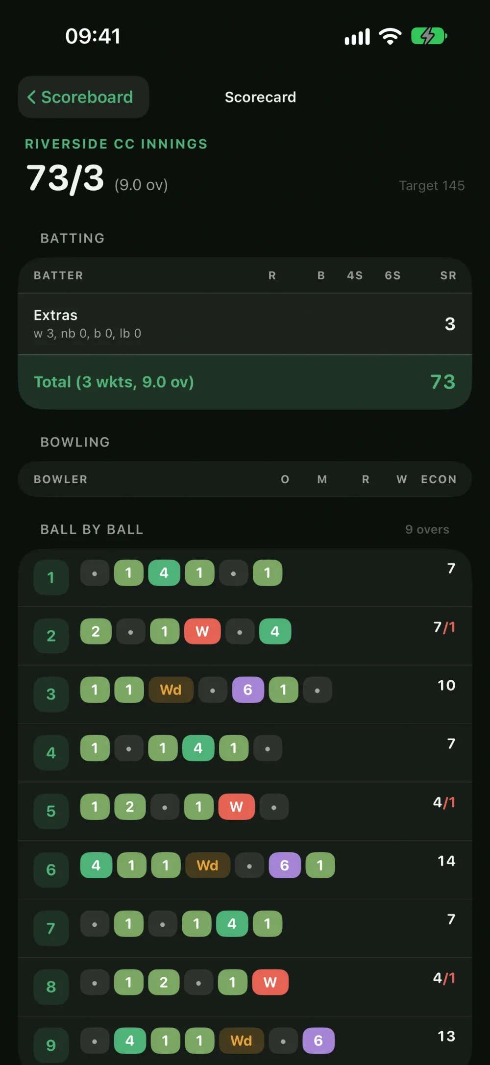 Umpire Score screenshot 4 (dark mode)