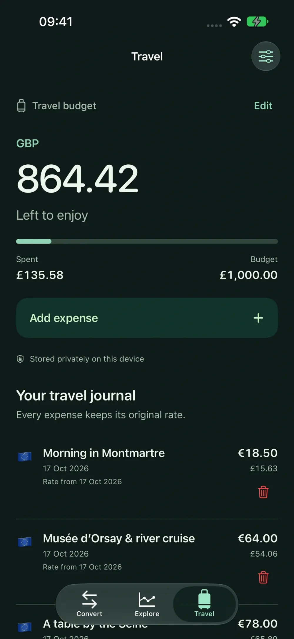 Tandem Currency screenshot 4 (dark mode)