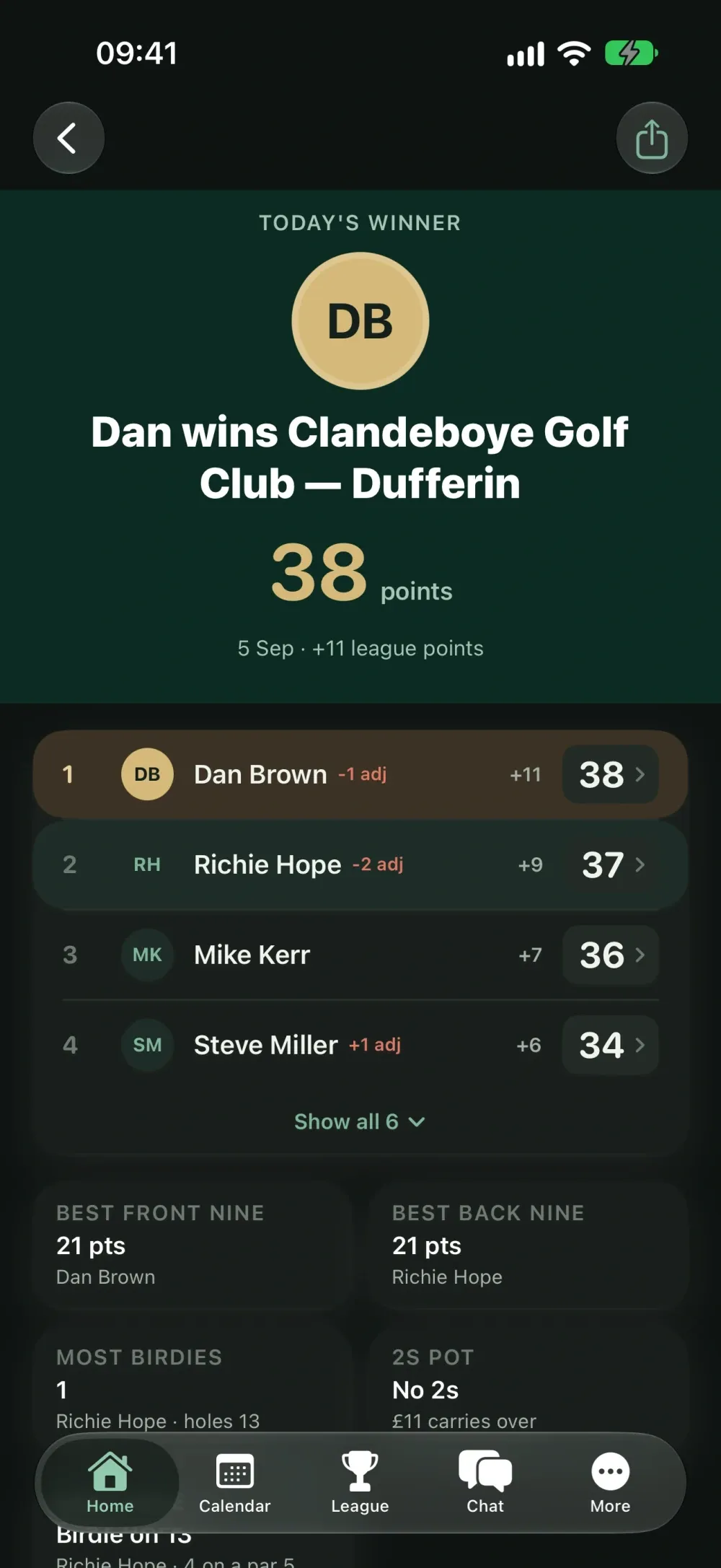 ScoreHouse screenshot 4 (dark mode)