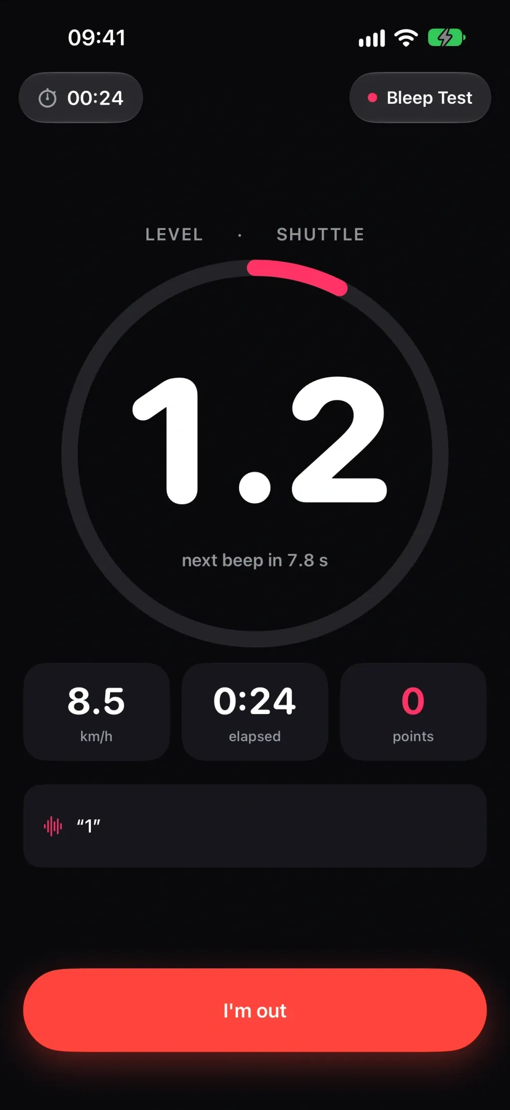 Bleep Test - Fitness Tests screenshot 4 (dark mode)