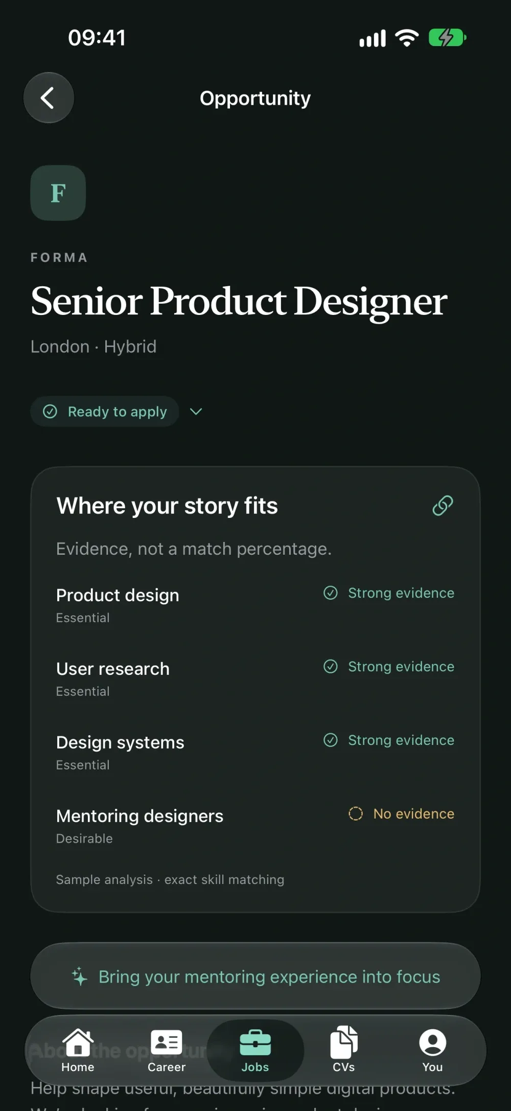 Shortlist screenshot 6 (dark mode)