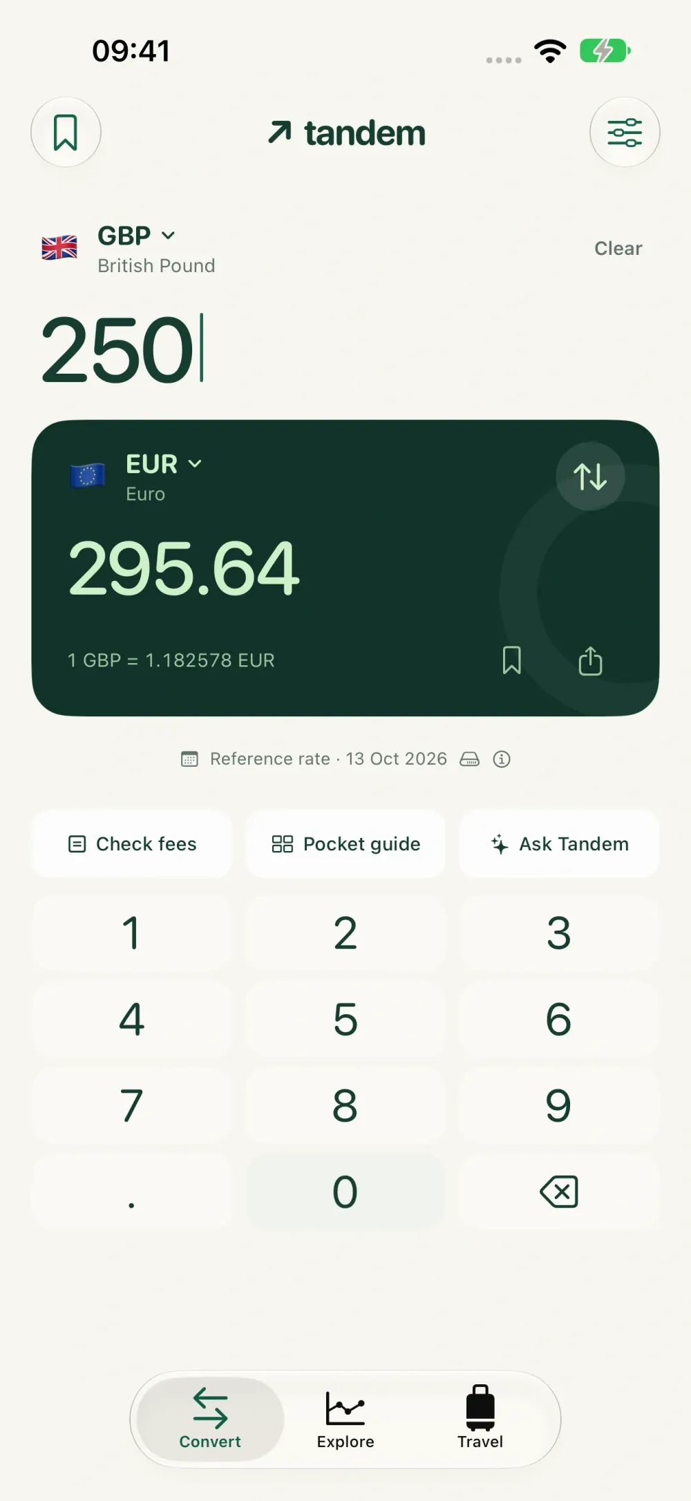 Tandem Currency on iPhone