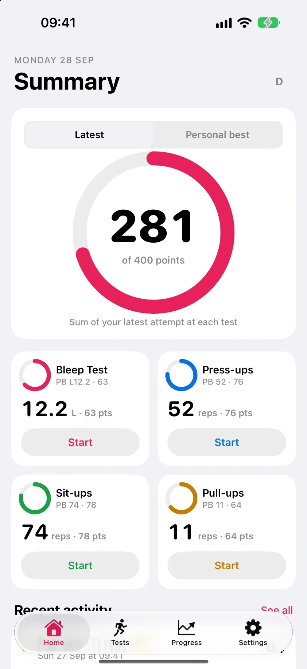 Bleep Test - Fitness Tests on iPhone