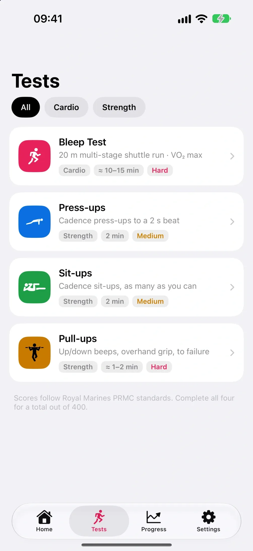 Bleep Test - Fitness Tests screenshot 2 (light mode)