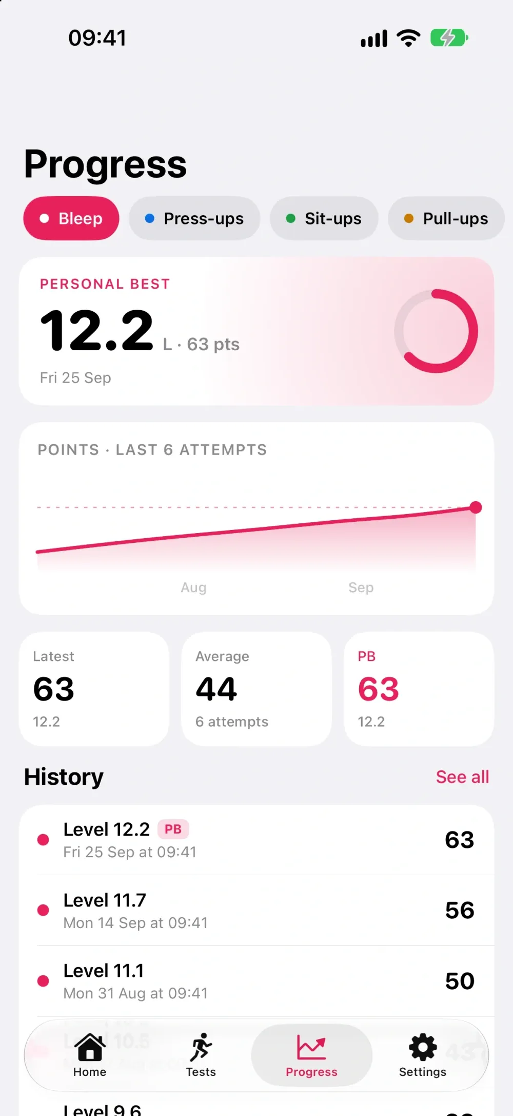 Bleep Test - Fitness Tests screenshot 5 (light mode)