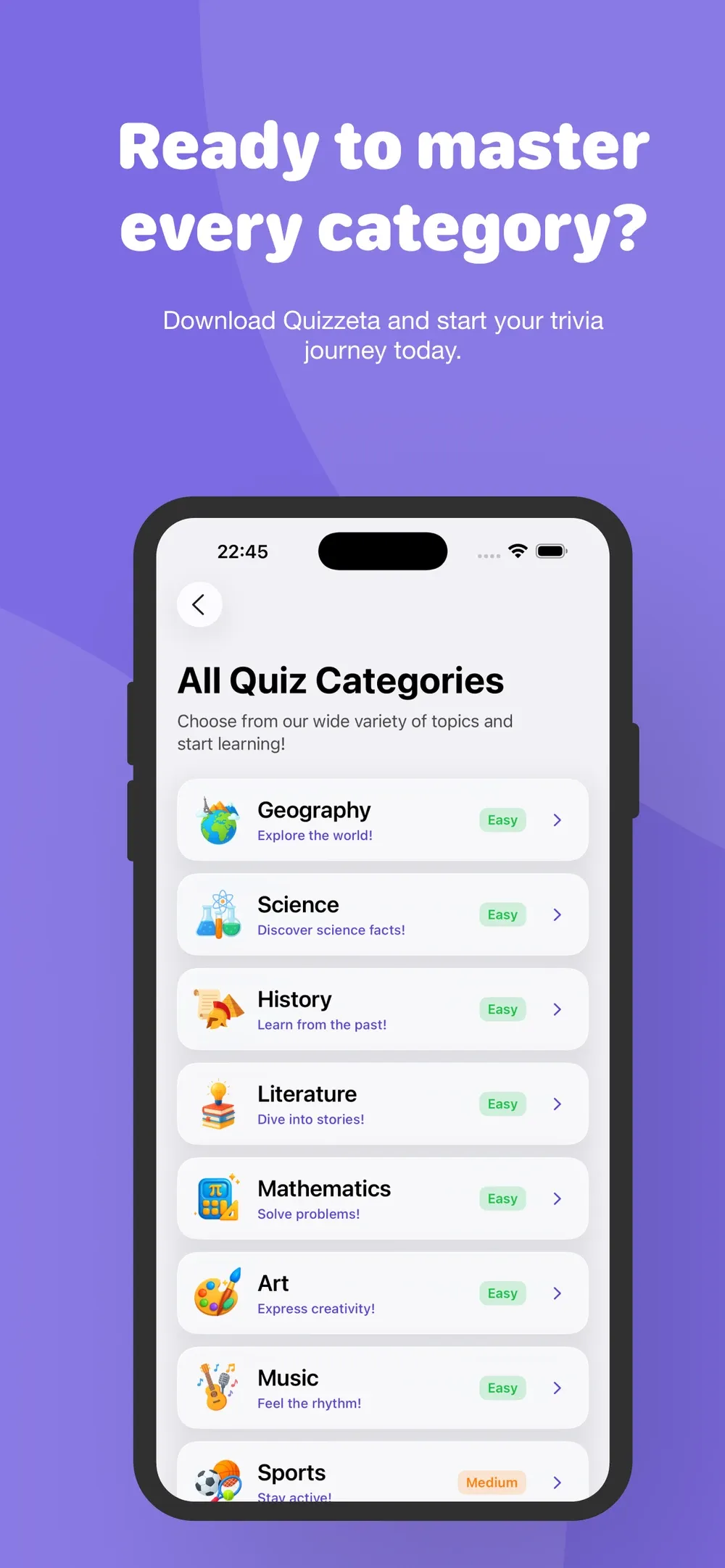 Quizzeta screenshot 5 (light mode)